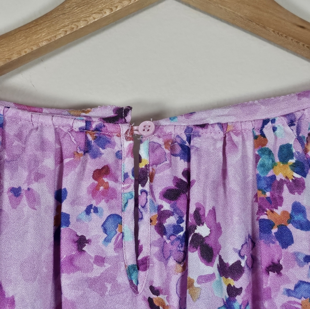 Soft Surroundings Brialla Lilac Purple Floral Watercolor Print Top Romantic XL - Picture 8 of 9